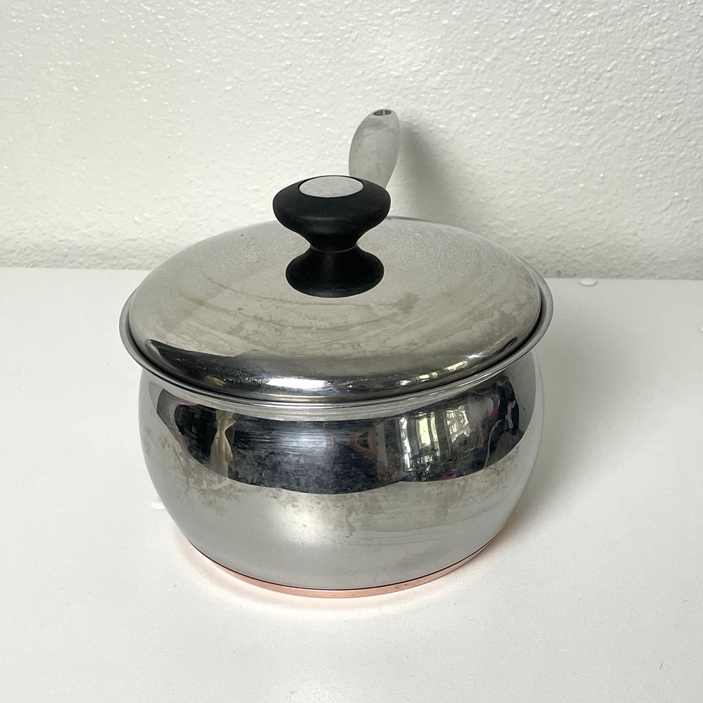 Belgique Stainless Steel Sauce Pans 1 qt & 3 qt Vented Lid Copper Bottom - Picture 14 of 16